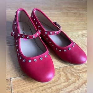 Excellent condition Red Steve Madden Rhiestone Studded Mary Jane Shoes